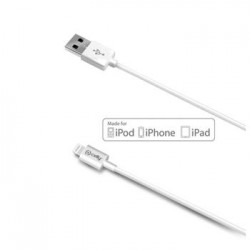 Dátový USB kábel CELLY pre prístroje Apple s konektorom Lightning, 2M, biely	