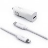 Adaptér do auta FIXED USB-C PD 18W, + MFi Lightning kábel 1m (FIXCC18-CL-WH) biely