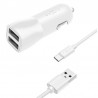 Adaptér do auta FIXED 2xUSB, 15W Smart Rapid Charge + USB-C kábel 1m (FIXCC15-2UC-WH) biely