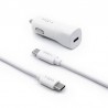 Adaptér do auta FIXED USB-C PD 18W + USB-C kábel 1m (FIXCC18-CC-WH) biely